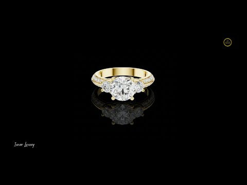 2.00 CT Finely Crafted Three Stone Round Cut Lab Grown Diamond Ring with Pave Accents For Love