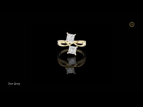 1.28 TCW Unique Intertwined Band Ring with Dual Princess Cut Moissanite Diamonds Modern Open Design