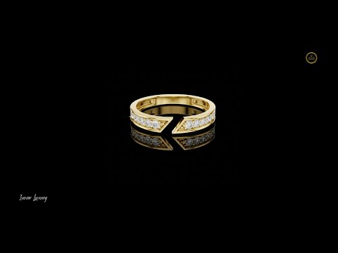 0.24 TCW Open Chevron Band with Round Lab Diamonds & Sculpted Angular V-Tip Design