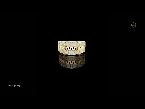 0.68 TCW Luxury Pave Set Round Lab Grown Diamond with Greek Key Pattern Statement Ring Fine Jewelry