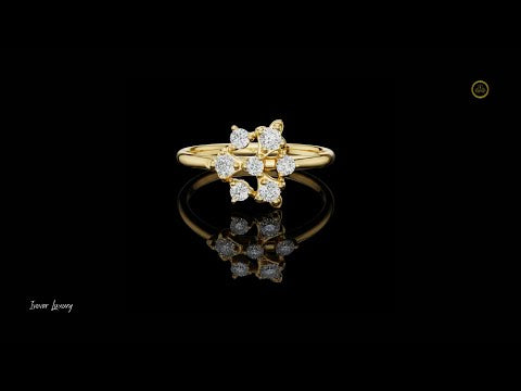 0.20 TCW Radiant Star Shaped Bloom Ring in Lustrous lab Grown Diamonds