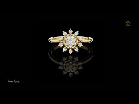 0.14 TCW Exquisite Sunburst Inspired Floral Lab Grown Diamond Ring in Luxurious