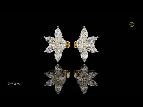 0.52 TCW Bright Moissanite Floral Marquise Cut Diamond Stud Earrings For Birthday Gift