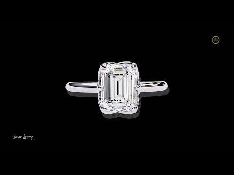 Hidden Halo Emerald Lab Diamond Solitaire Engagement Ring
