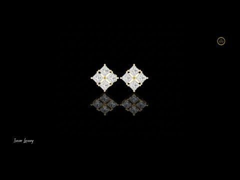 0.3 TCW Modern Princess Cut Moissanite Diamond Cluster Stud Earrings