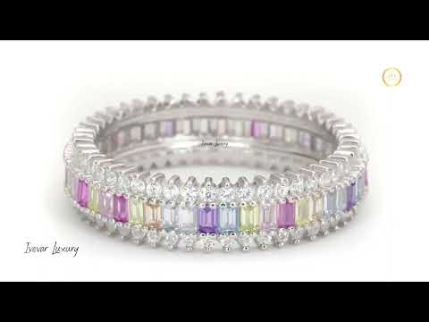 Natural Sapphire Halo Solitaire Bridal Set Diamond Wedding Rings By Ivevar