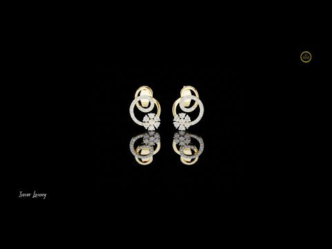 0.42 TCW Cluster Gold Swirl Circle Moissanite Round Diamond Stud Earrings with Pave Halo Ring