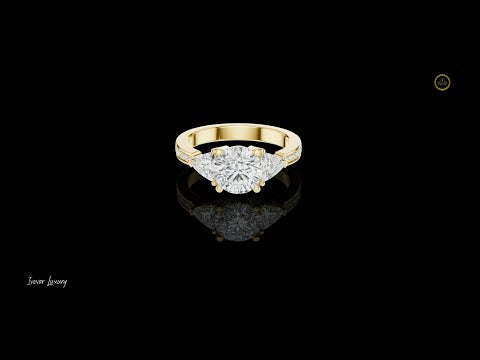 1.5 CT Exquisite Three-Stone Round & Trillion Lab Diamond Ring with Elegant Accent Detailing