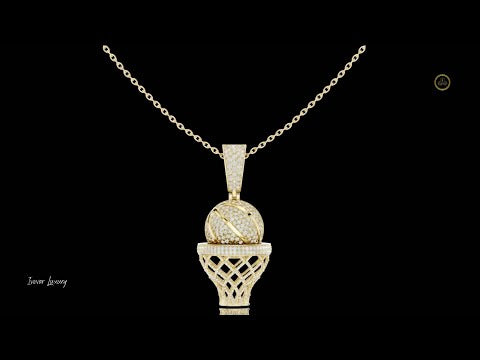 2.09 TCW Luxury Basketball Hoop with Pave Lab Grown Diamond Ball Iced Sports Pendant Luxury Sports Jewelry