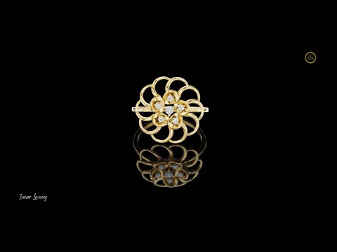 Floral Ring with Bezel Set Round Lab Diamonds For Women