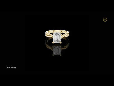 Emerald Cut Solitaire Twisted Split Shank Lab Diamond Ring