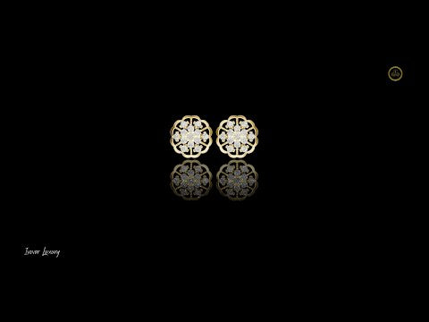 0.91 TCW Floral Cluster Moissanite Round Diamond Stud Earring in Gold with Open Petal Design For Gift