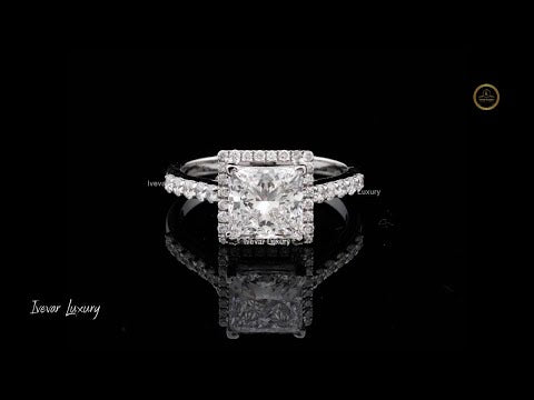 1.5 CT Elegant Princess Cut Wedding Ring with Lab Grown Diamond for Engagement Gift