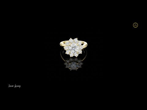 Round Brilliant Lab Diamond Floral Cluster Engagement Ring