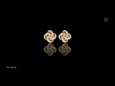0.56 CT Intricate Floral Swirl Moissanite Round Cut Diamond Stud Earrings in Luxurious Gold Setting