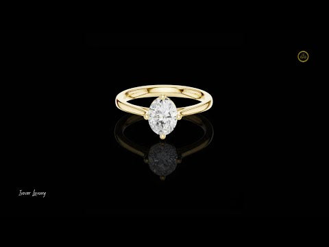 Oval Cut Moissanite Diamond Solitaire Engagement Ring With Four Prong