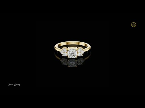 0.65 CT Designer Cushion Cut Lab Grown Diamond Ring with Floral Cluster Side Accents