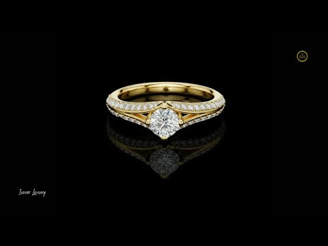 Round Cut Lab Diamond Twisted Pave Engagement Ring