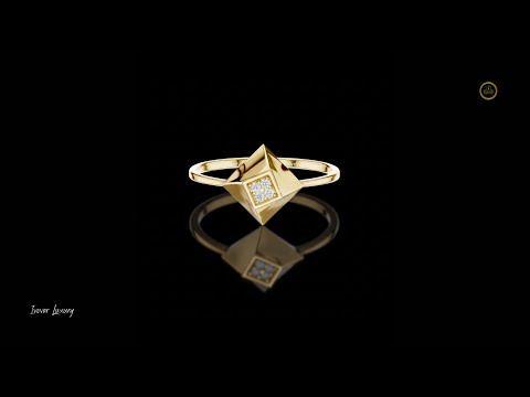 Geometric Round Cut Moissanite Diamond Engagement Ring