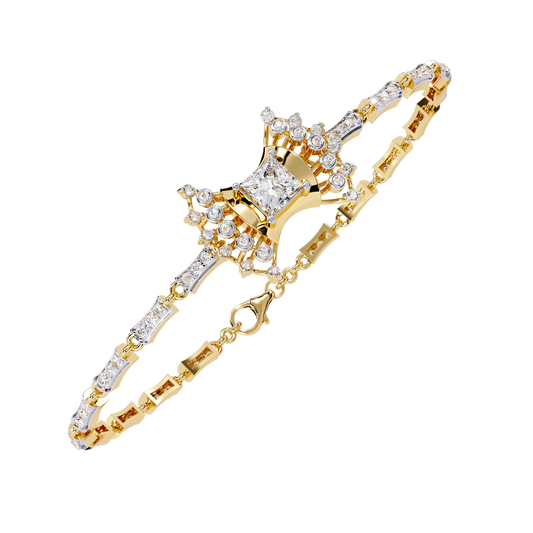 Princess And Round Cut Lab Diamond Vintage Style Tennis Bracelet