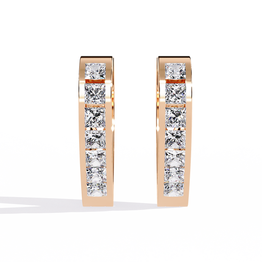 Channel Lab Diamond Princess Cut Huggie Hoop Earrings
