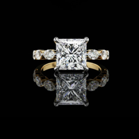 2.64 CT Classic Moissanite Diamond Princess Cut Sparkling Glamour Engagement Ring for Her