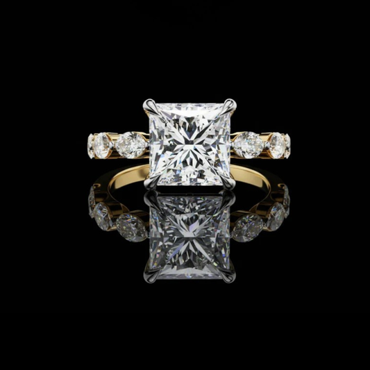 2.64 CT Classic Lab Grown Diamond Princess Cut Sparkling Glamour Engagement Ring for Her