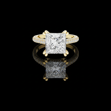 3.64 CT Opulent Radiant Princess Cut Lab Grown Diamond Ring with Pave Diamond Band