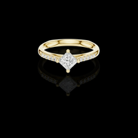 Princess Cut Moissanite Diamond Solitaire Pave Engagement Ring