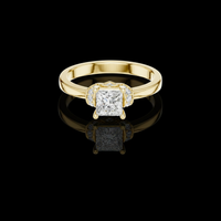Princess Cut Moissanite Diamond Halo Accents Engagement Ring