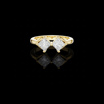 0.87 TCW Stylish Twin Princess Lab Grown Diamond Ring in a Contemporary Offset Double Stone Setting