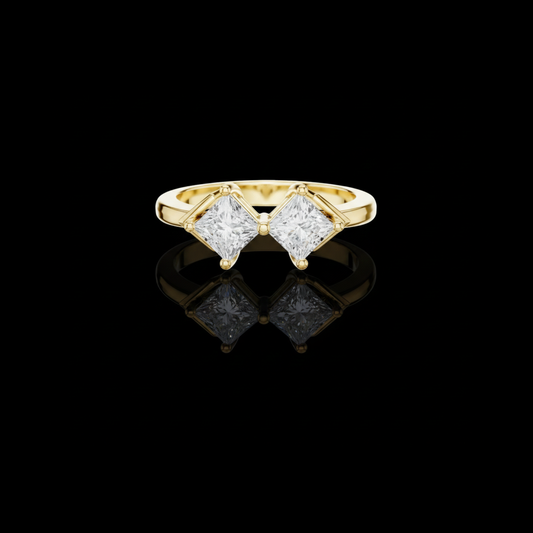 Princess Cut Two Stone Toi Et Moi Lab Diamond Ring