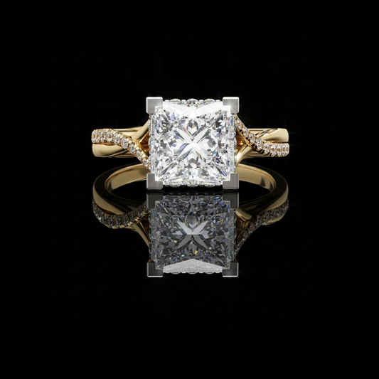 Princess Cut Split Shank Pave Lab Grown Diamond Ring