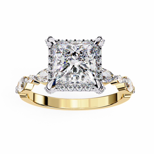 Princess Cut Moissanite Diamond Pave Band Anniversary Ring