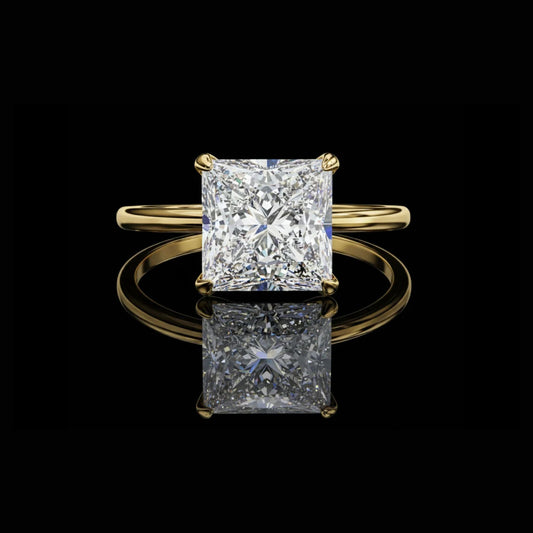 Princess Cut Moissanite Diamond Solitaire Engagement Ring