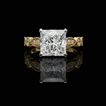 2.28 CT Classic Princess Cut Moissanite Diamond Engagement Ring with Vintage Milgrain Band Ivevar Luxury