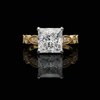 Princess Cut Vintage Milgrain Moissanite Diamond Engagement Ring