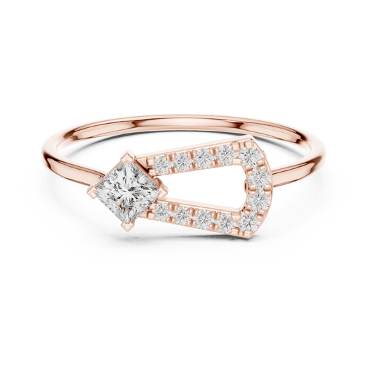 Unique Style Princess Cut Lab Diamond Open Frame Engagement Ring