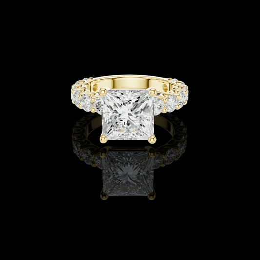 4.00 CT Sparkling Princess Cut with Brilliant Side Moissanite Diamonds Modern Wedding Ring For Her