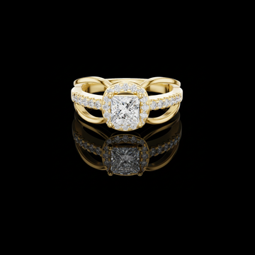 Princess Cut Split Shank Moissanite Diamond Ring