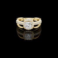 Princess Cut Split Shank Halo Lab Grown Diamond Ring