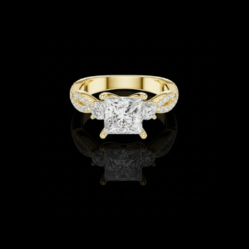 2.00 CT Luxury Princess Cut Lab Grown Diamond Twisted Shank with Pave Stones Elegant Engagement Ring