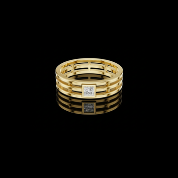 0.15 TCW Contemporary Openwork Band Featuring a Bezel Set Princess Cut Lab Grown Diamond