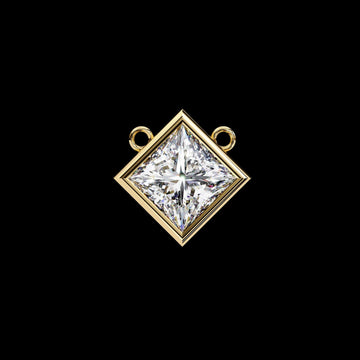 Kite Set Princess Cut Moissanite Pendant with Full Bezel Setting