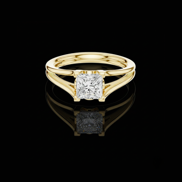 0.95 TCW Radiant Princess Cut Lab Grown Diamond Solitaire Split Shank Modern Engagement Ring For Women