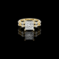 2.50 CT Stylish Princess Cut Moissanite Diamond Ring with Double Band Design and Round Diamond Accents