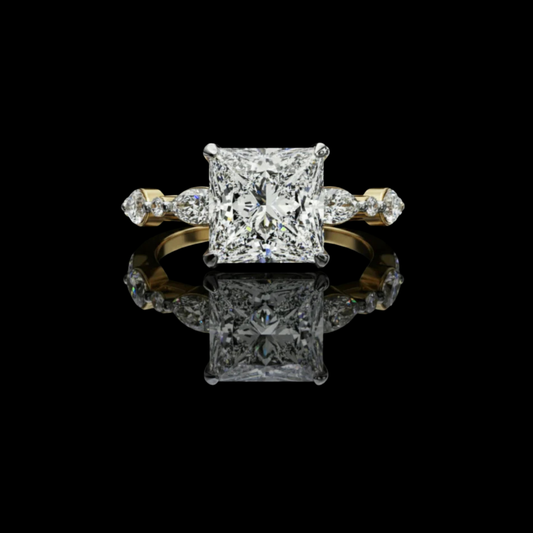 2.28 CT Sparkling Lab Grown Princess Cut Diamond Pave Ring Luxury Anniversary Ring