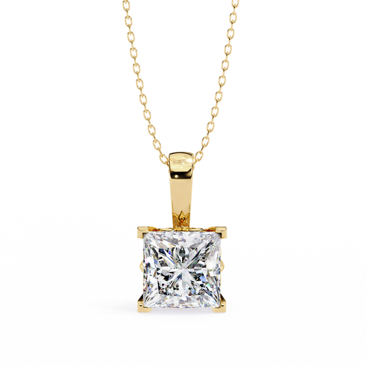 2.62 TCW Luxury Princess Cut Lab Grown Diamond Pendant Set A Stunning Blend of Contemporary Style and Classic Sparkle