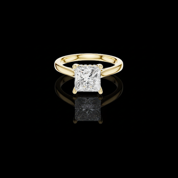 2.00 CT Classic Princess Cut Solitaire Moissanite Diamond Ring with Subtle Accent Diamonds