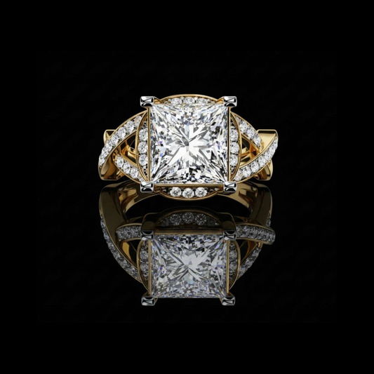 Lab Grown Princess Cut Twisted Band Diamond Ring For Women